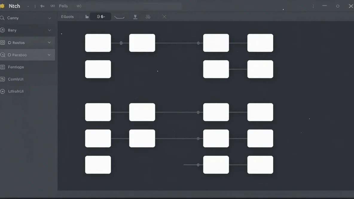 Orthogonal view of ComfyUI node diagram, minimalist technical vec