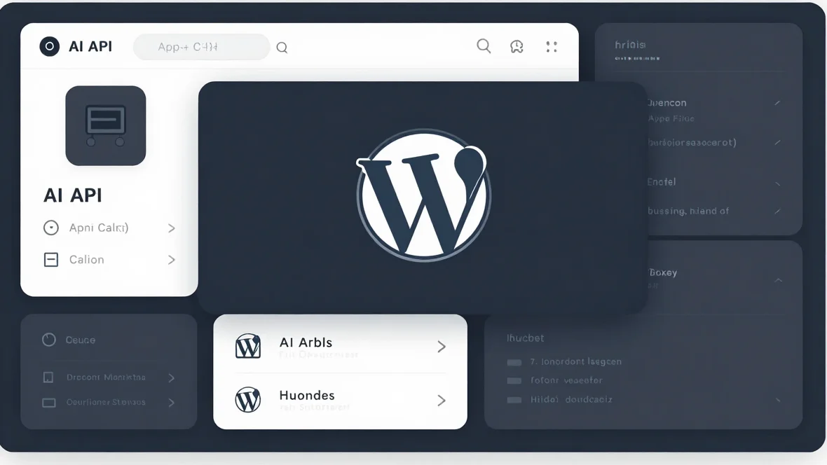 Technical vector schematic showing WordPress logo integrated with