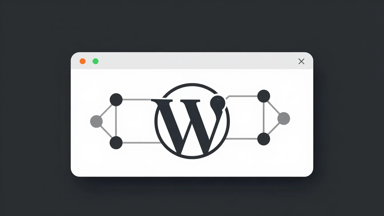 Minimalist vector schematic of WordPress logo integrating with no